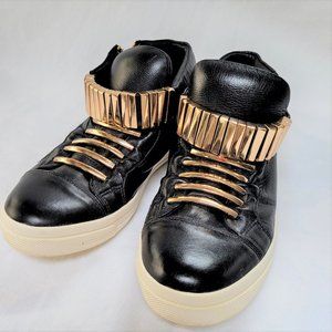 JEFFREY CAMPBELL Vintage Y2K Sneakers Gold Metal Closures Size 8